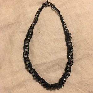 J. Crew Braided ribbon and crystal necklace